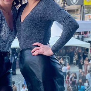 H&M Divided Brand Gray/Black Sparkle Long Sleeve Bodysuit | Size Medium